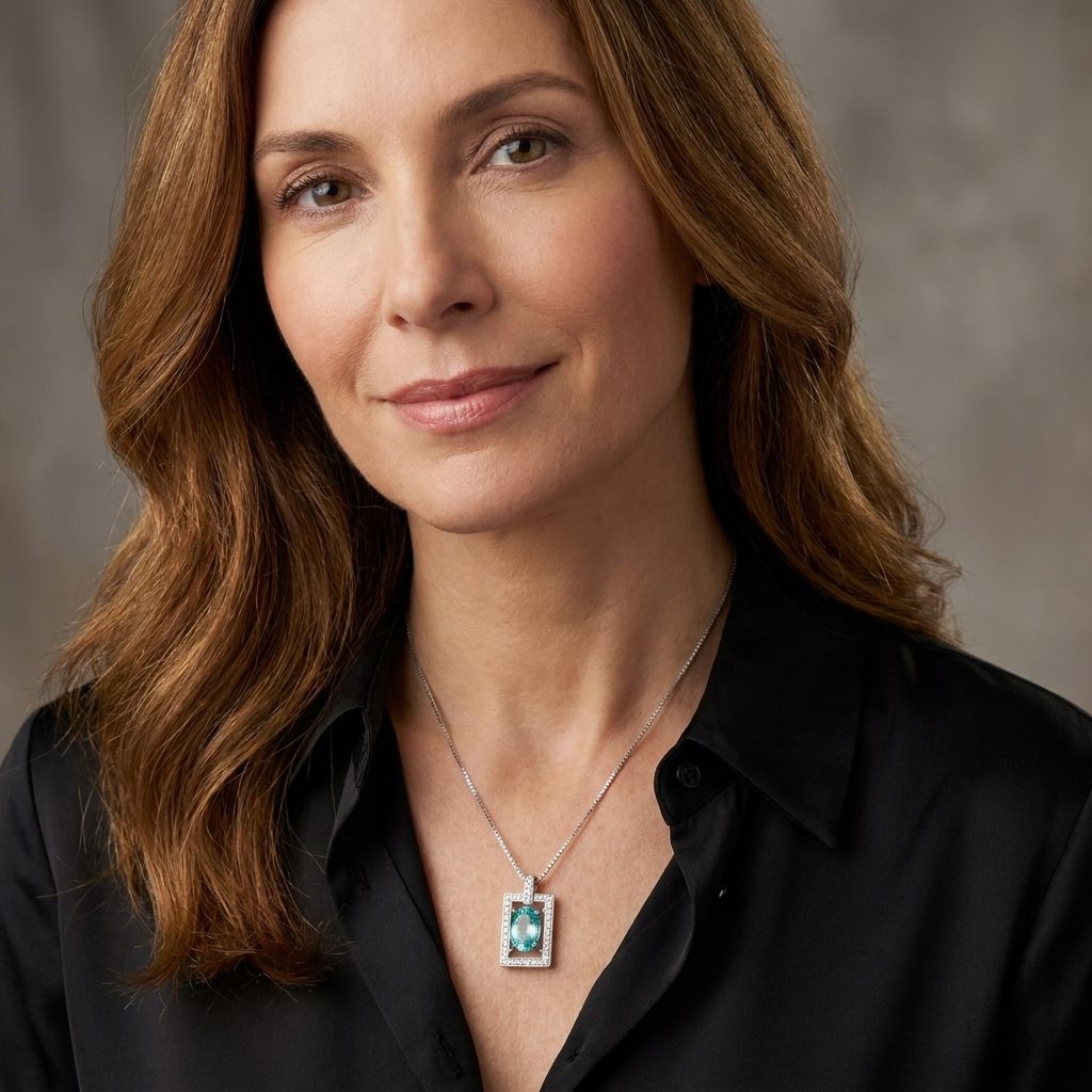 Platinum 950 Necklace, set with 1 Oval Paraiba Tourmaline (1.99ct) and pavé F Colorless Diamonds.