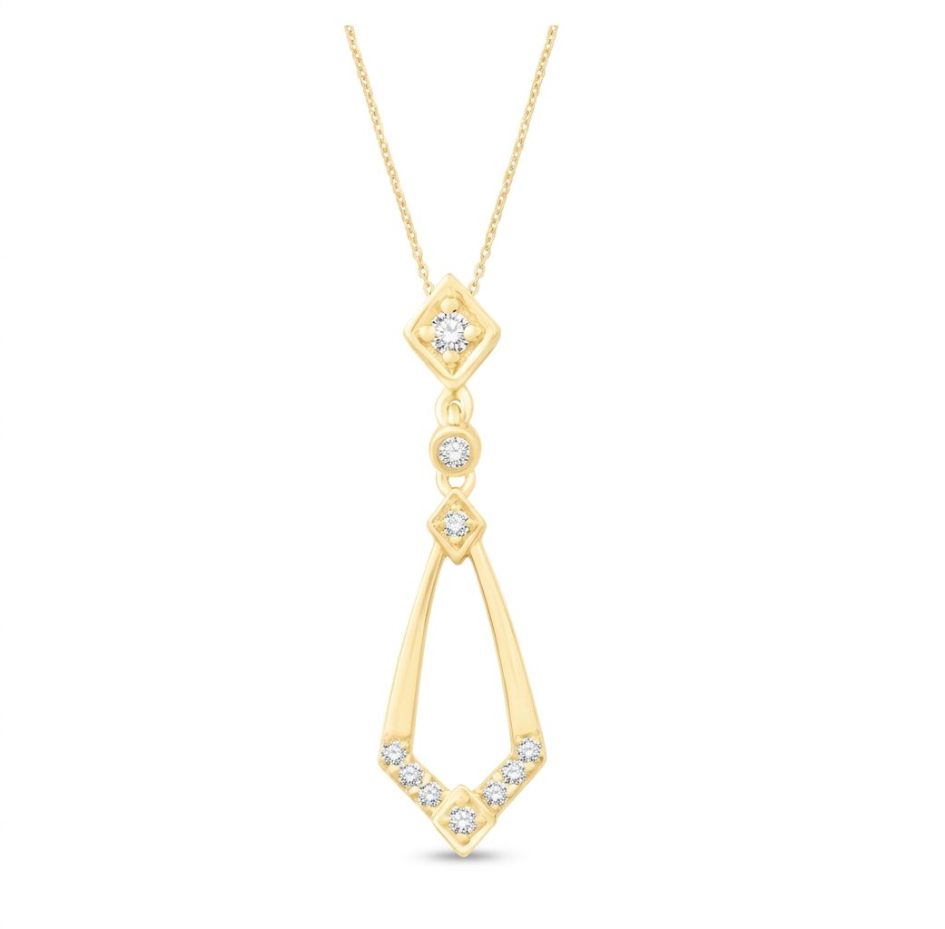 14K Yellow Gold Necklace, set with 10 Round Diamonds (0.17ct total, G, SI1)