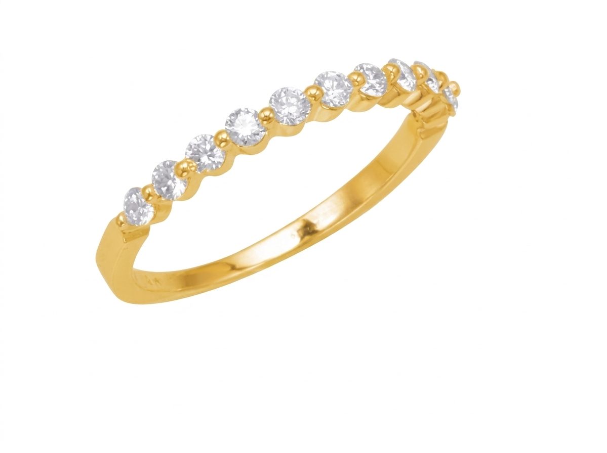 14K Yellow Gold Women's Ring, set with 11 Round Diamonds (0.43ct total, G, SI1)