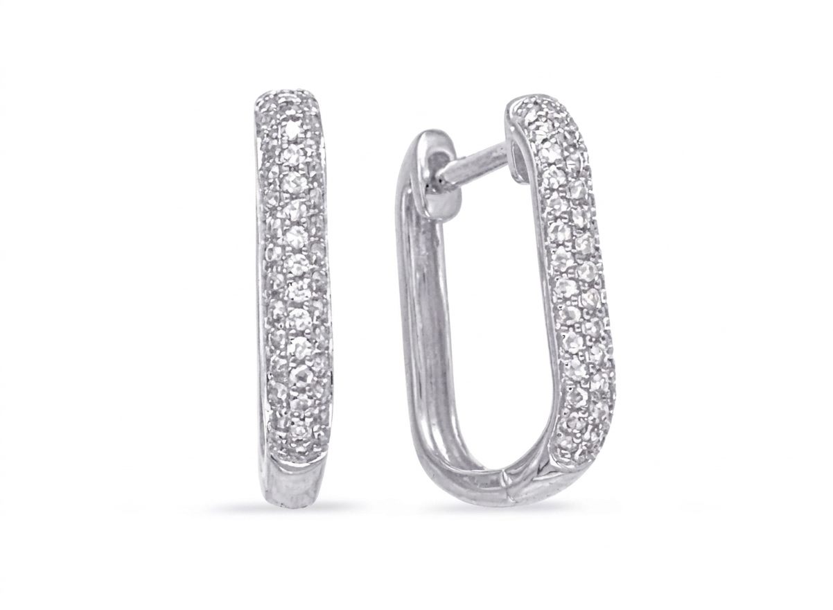 14K White Gold Earrings, set with 86 Rose Cut Diamonds total 0.27ct, G, SI1