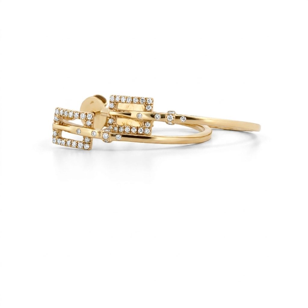 14K Yellow Gold Hoop Earrings, set with multiple small Round Diamonds totaling approx. 0.125ct, G (Near Colorless), SI1 clarity.