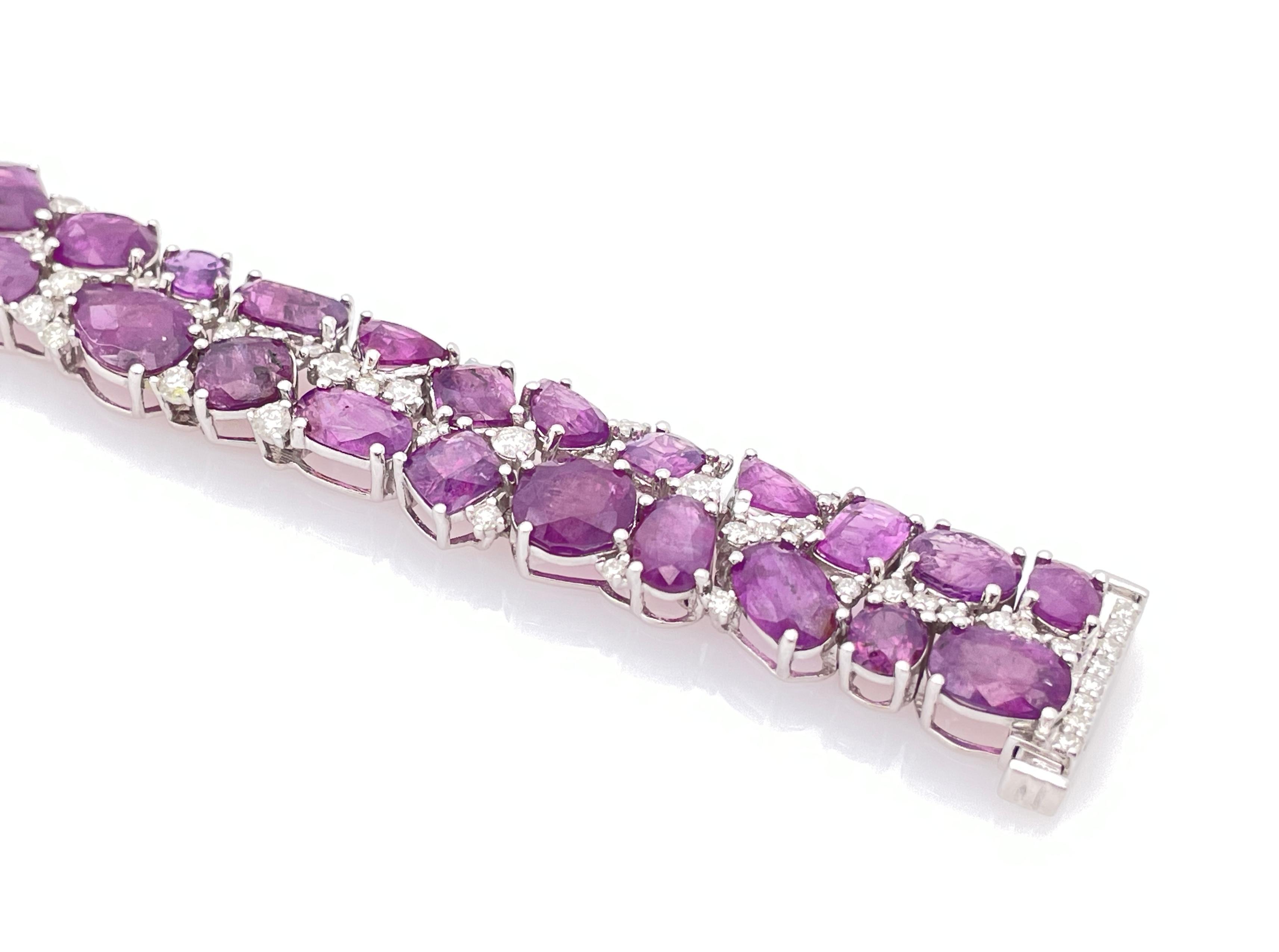 A Collectible Piece with 53 Extremely rare Kashmir Genuine unheated Sapphires (45.12 CT) with 112 round G Color VS2 Diamonds, Female Bracelet made by Oscar Friedman.