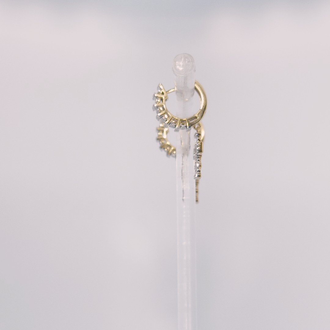 Diamonds Hoops Earrings with Cross, Natural Diamonds (0.38 CTW) I/SI1 10K
