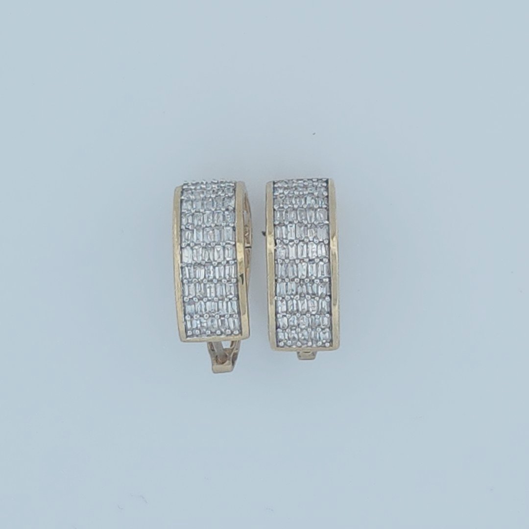 Baguette Diamonds Hoop Earrings , Natural Diamonds (0.75CTW), 10K Yellow Gold