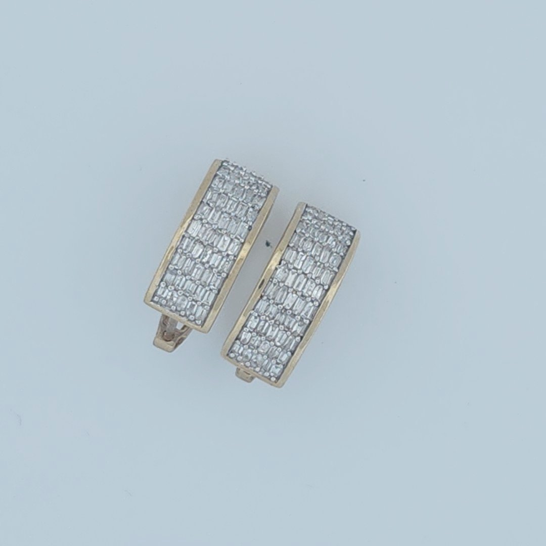 Baguette Diamonds Hoop Earrings , Natural Diamonds (0.75CTW), 10K Yellow Gold