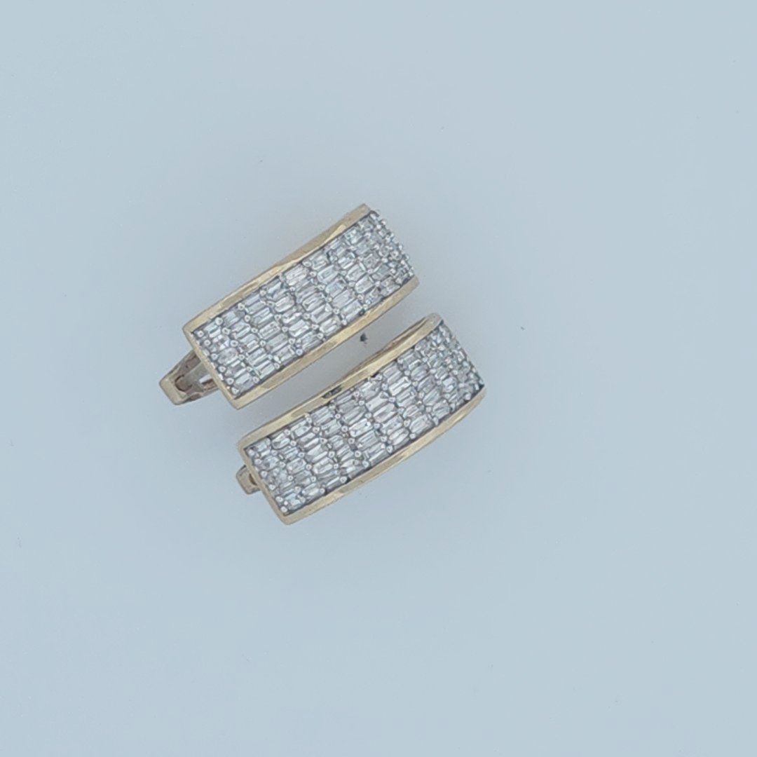 Baguette Diamonds Hoop Earrings , Natural Diamonds (0.75CTW), 10K Yellow Gold