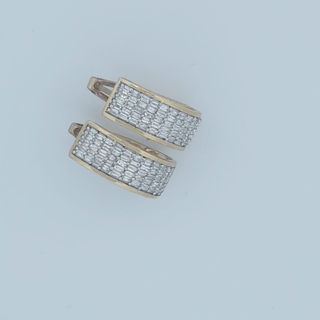 Baguette Diamonds Hoop Earrings , Natural Diamonds (0.75CTW), 10K Yellow Gold