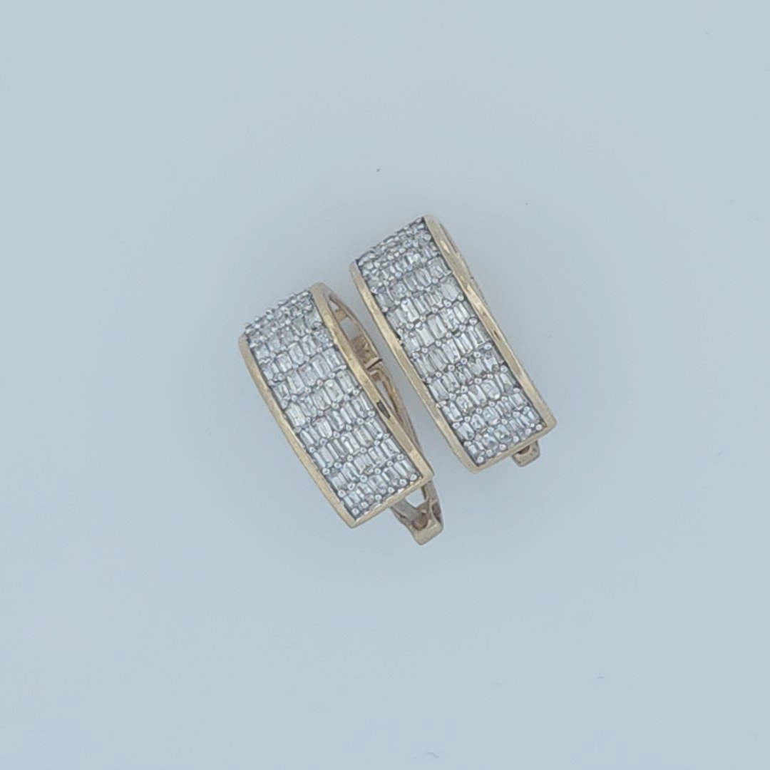 Baguette Diamonds Hoop Earrings , Natural Diamonds (0.75CTW), 10K Yellow Gold