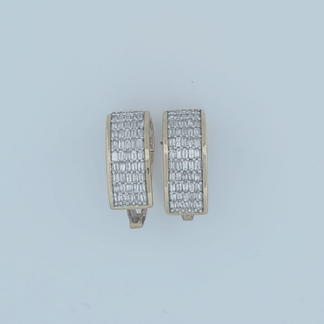 Baguette Diamonds Hoop Earrings , Natural Diamonds (0.75CTW), 10K Yellow Gold