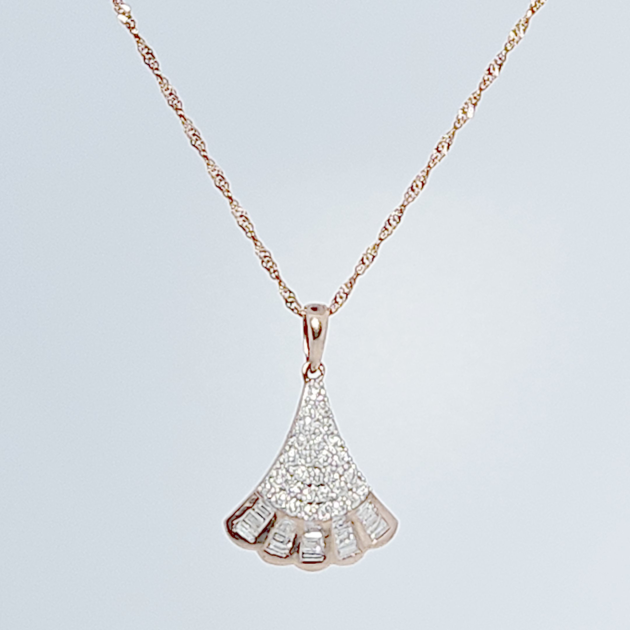 Flower Pendent Chain , Natural Diamonds (0.50CTW), 10K Rose Gold