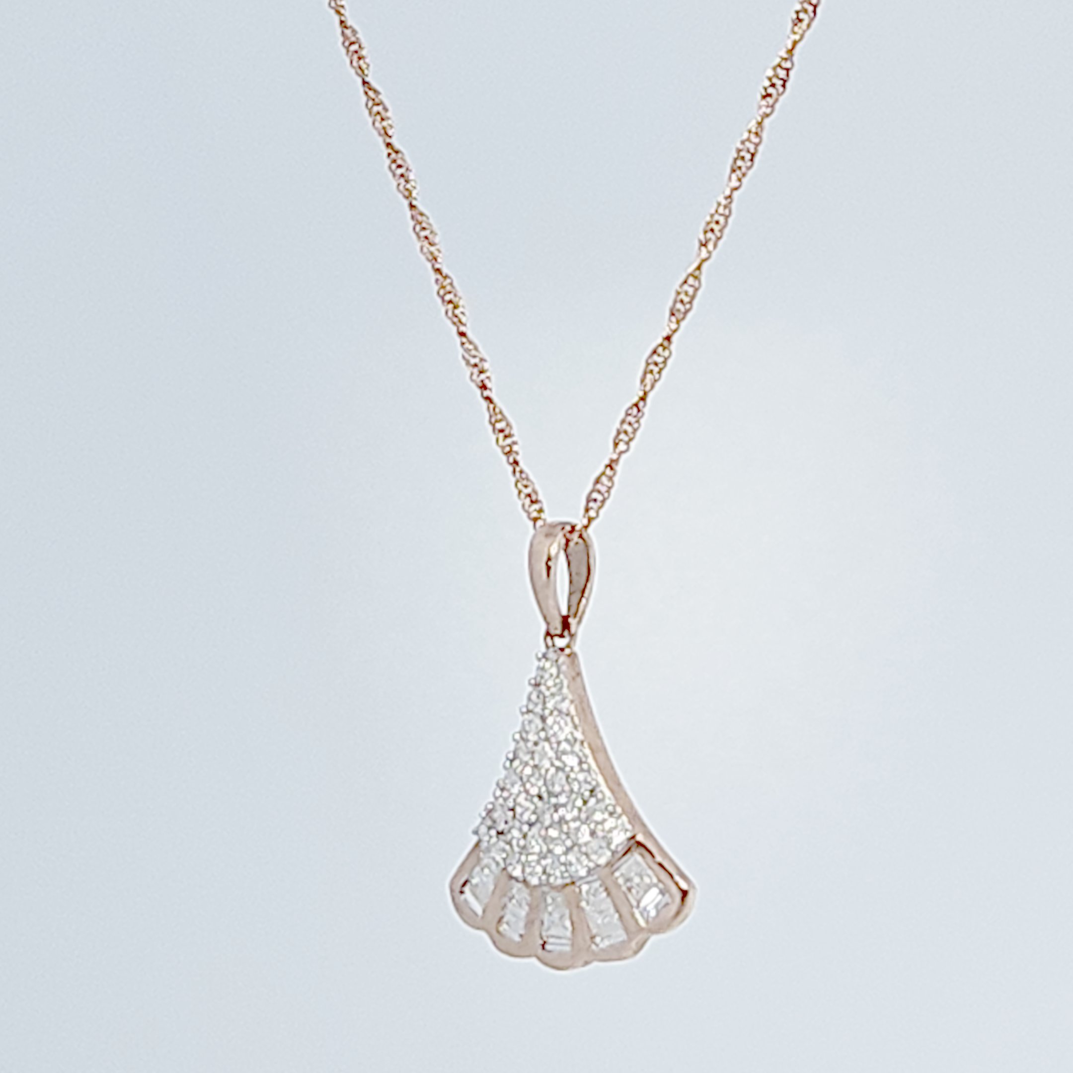 Flower Pendent Chain , Natural Diamonds (0.50CTW), 10K Rose Gold