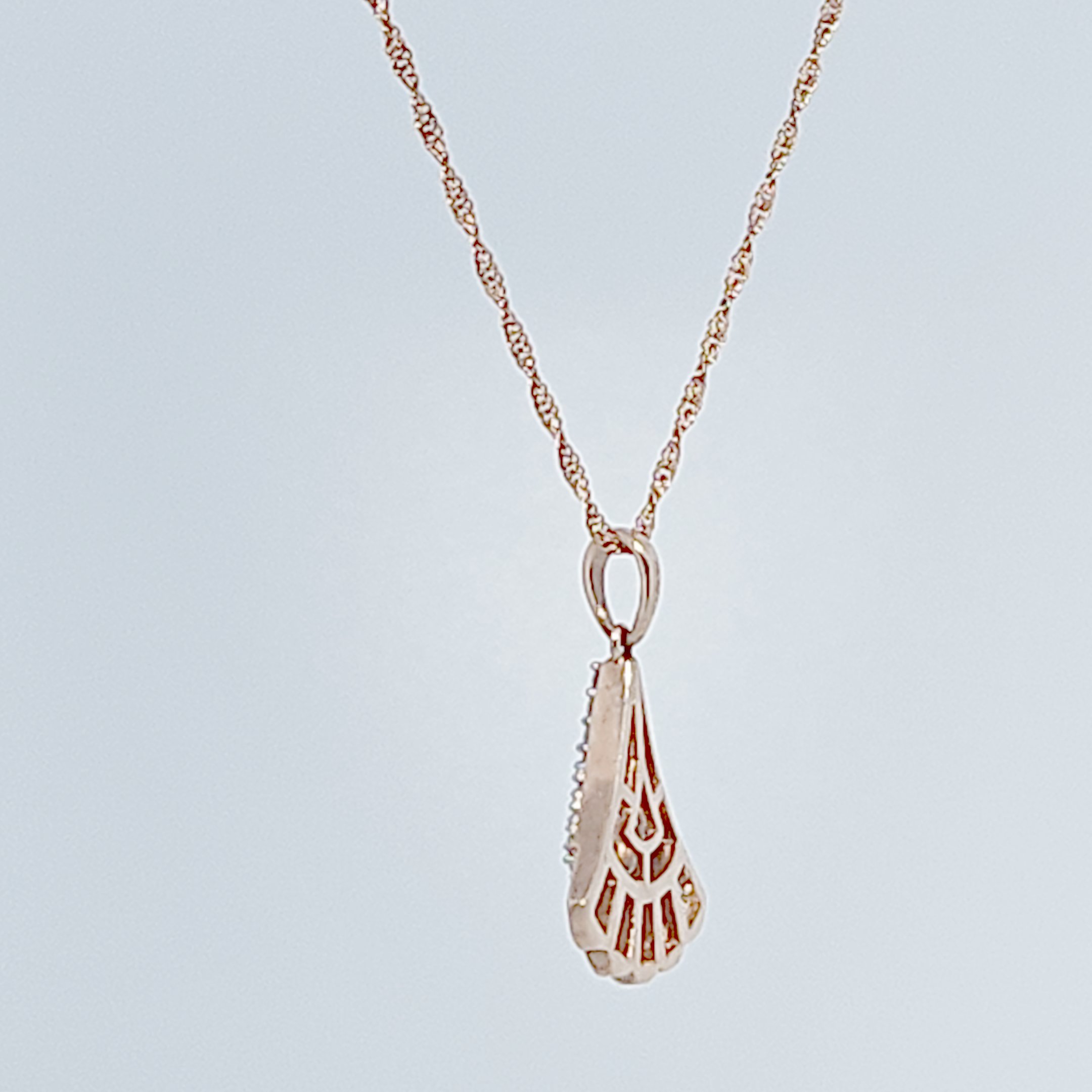 Flower Pendent Chain , Natural Diamonds (0.50CTW), 10K Rose Gold
