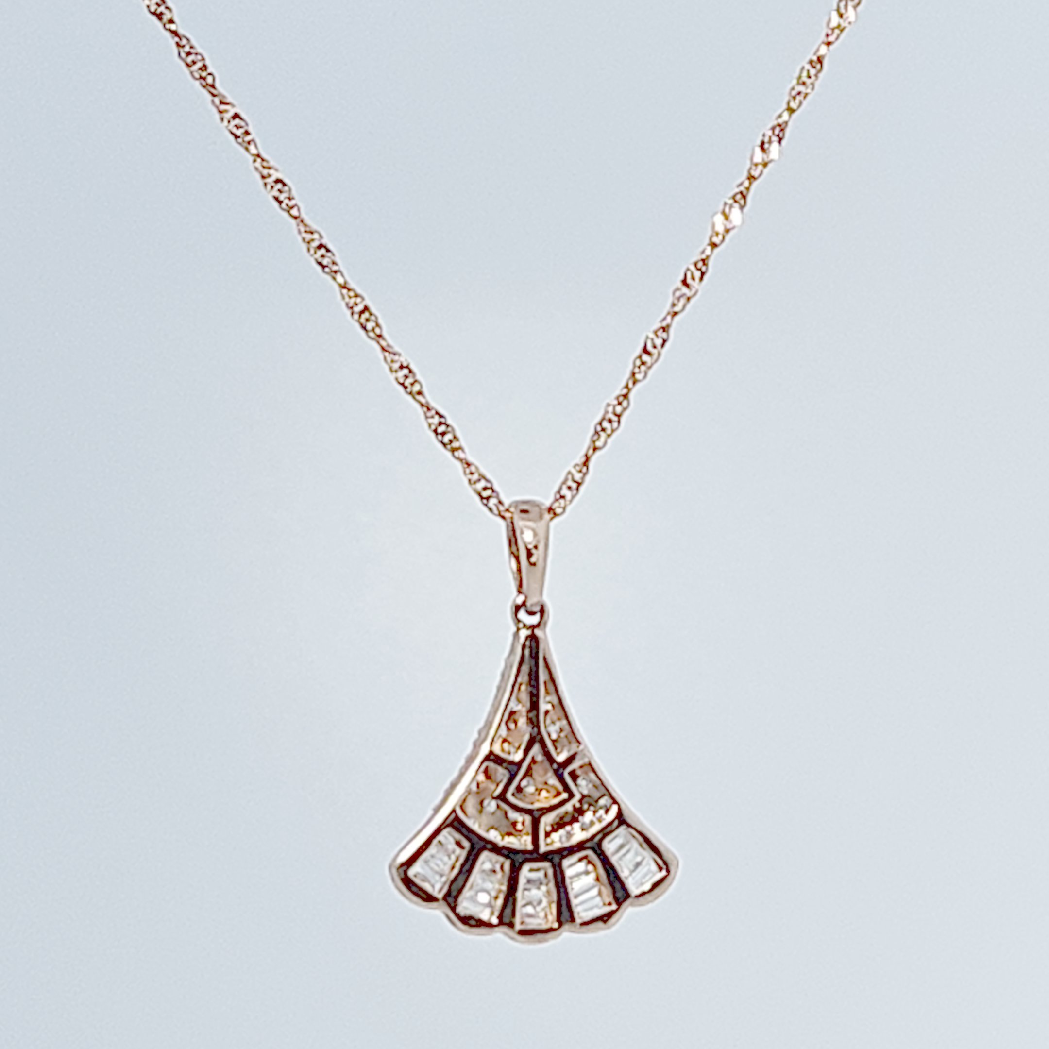 Flower Pendent Chain , Natural Diamonds (0.50CTW), 10K Rose Gold