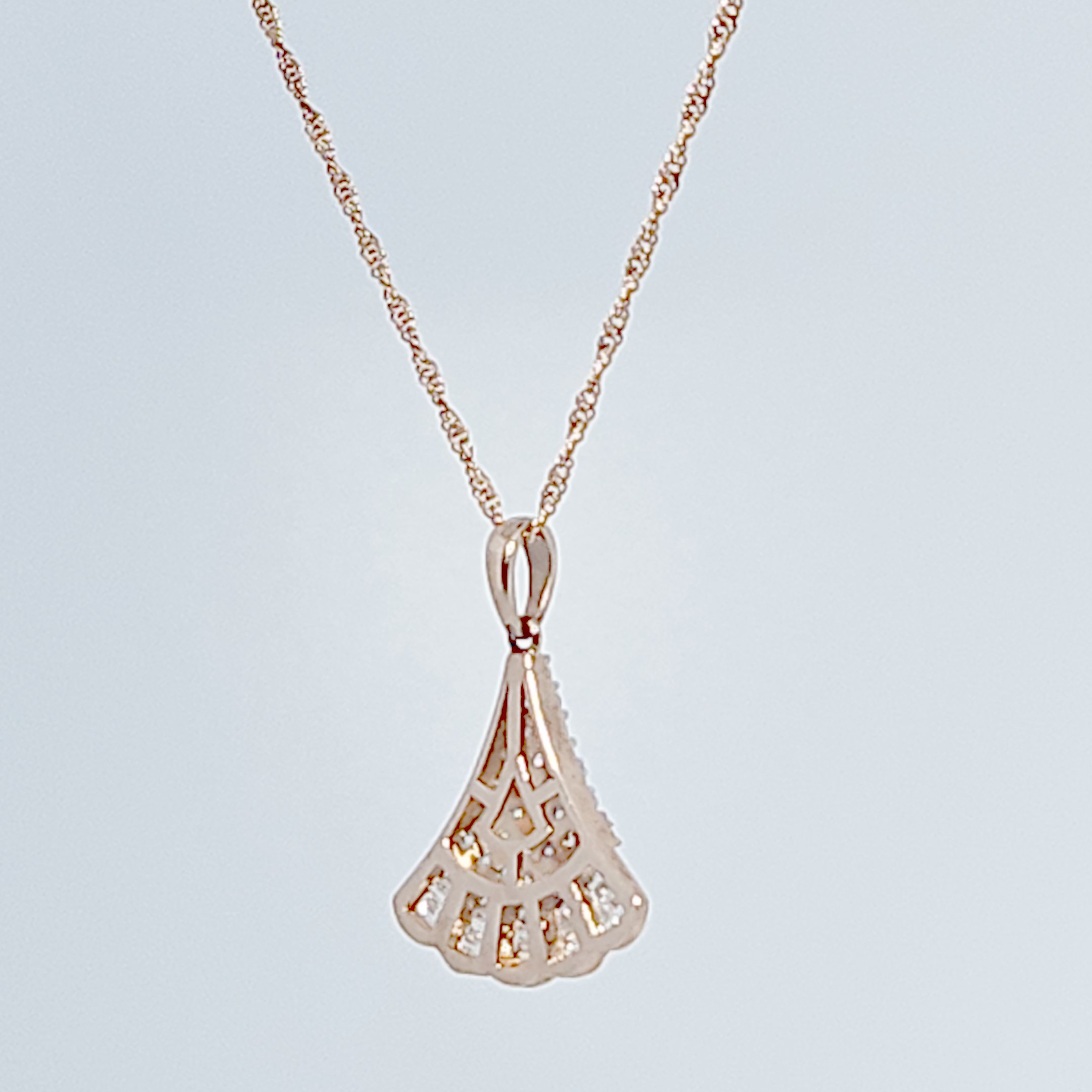 Flower Pendent Chain , Natural Diamonds (0.50CTW), 10K Rose Gold