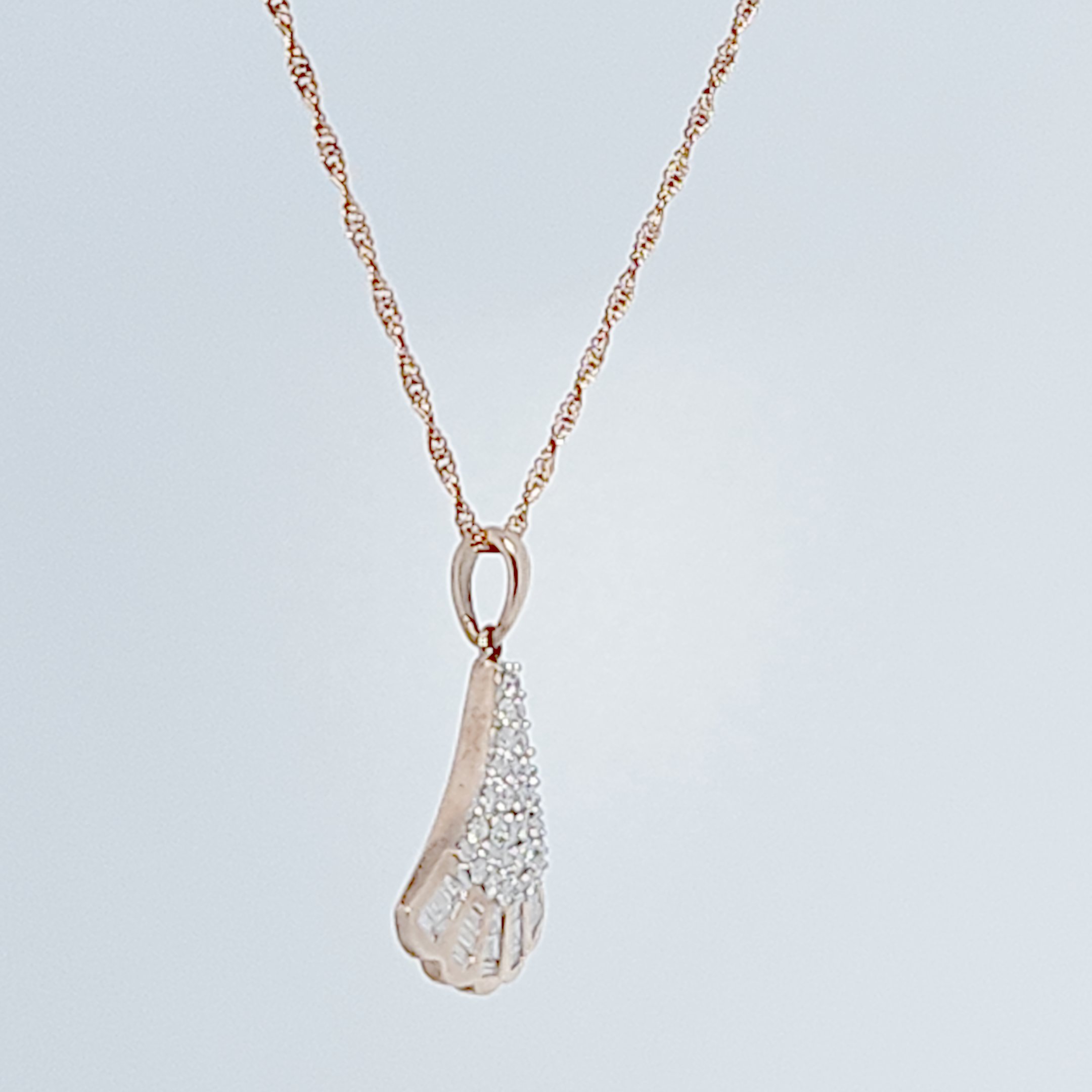 Flower Pendent Chain , Natural Diamonds (0.50CTW), 10K Rose Gold