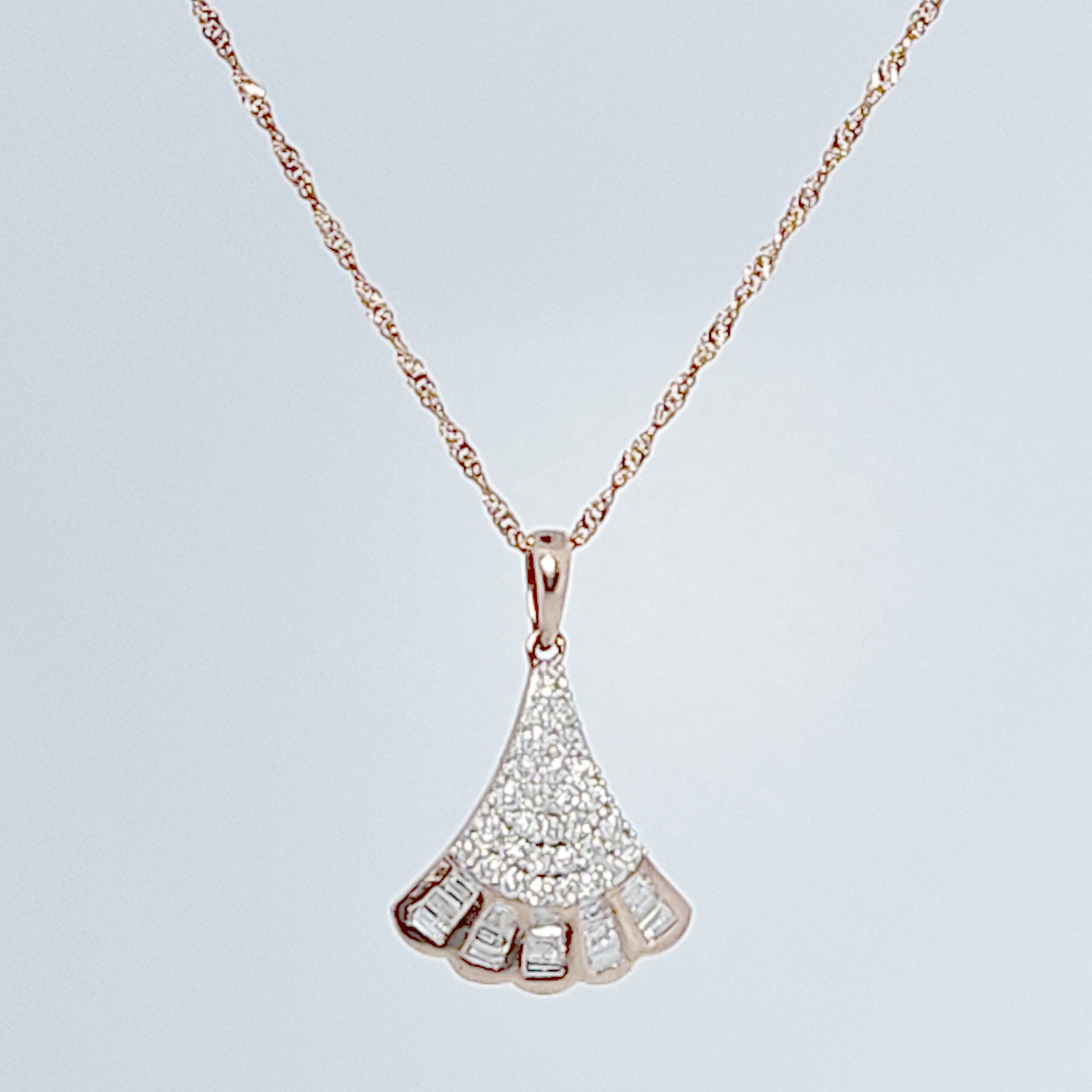 Flower Pendent Chain , Natural Diamonds (0.50CTW), 10K Rose Gold