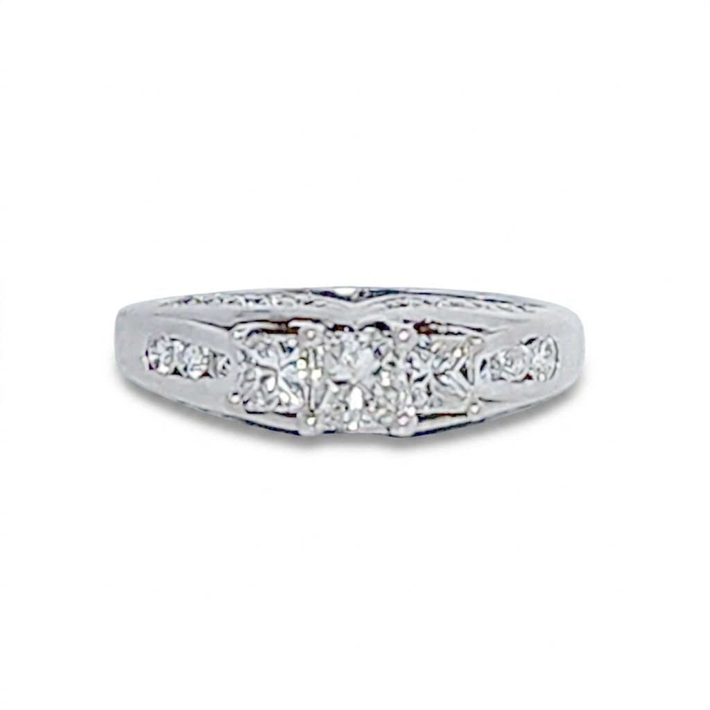 Princess cut Ring , Natural Diamonds (1.00CTW) G/I1, 14K White Gold, Size 7