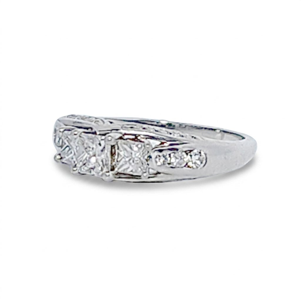 Princess cut Ring , Natural Diamonds (1.00CTW) G/I1, 14K White Gold, Size 7