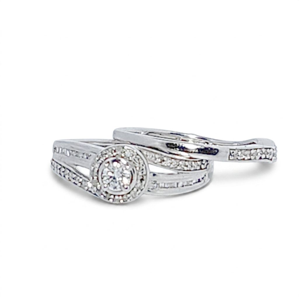 Ladies Wedding Ring with Band, Natural Diamonds (0.50CTW) G/I1, 14K White Gold, Size 7