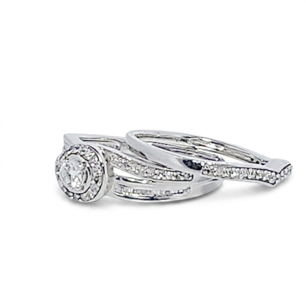 Ladies Wedding Ring with Band, Natural Diamonds (0.50CTW) G/I1, 14K White Gold, Size 7