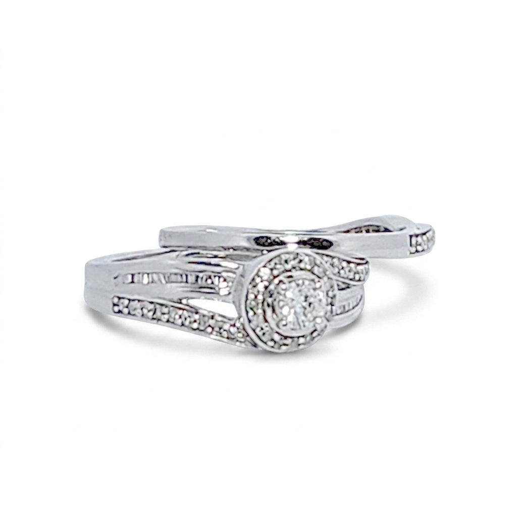 Ladies Wedding Ring with Band, Natural Diamonds (0.50CTW) G/I1, 14K White Gold, Size 7
