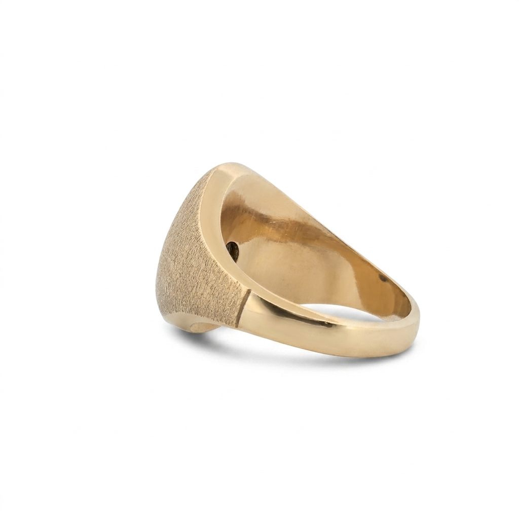 Men Signet Ring with Diamond, 10K Yellow Gold, 10.3G