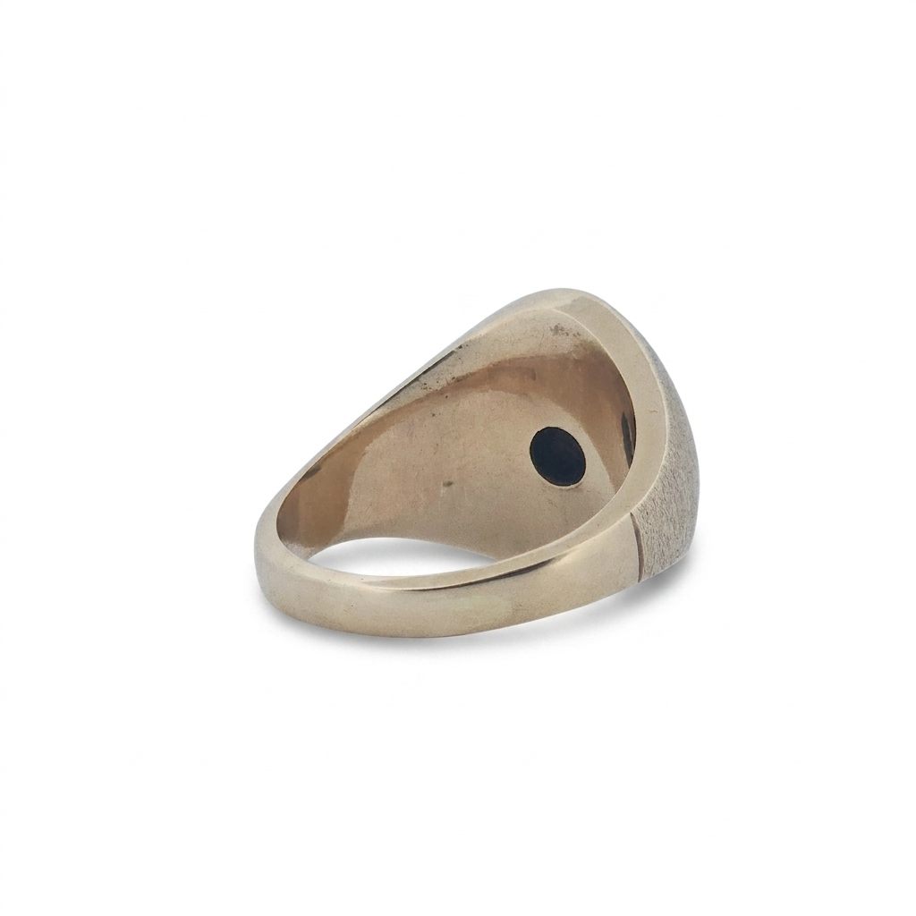 Men Signet Ring with Diamond, 10K Yellow Gold, 10.3G