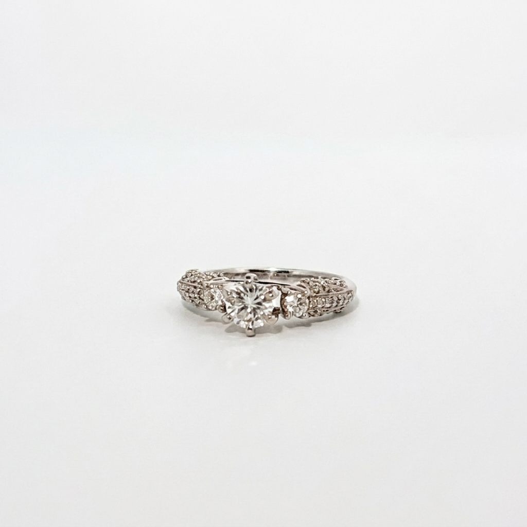 0.88ct Natural Diamonds with 0.54ct E/VVS2 Round Brilliant Cut Center, Women Rings, 18K White Gold