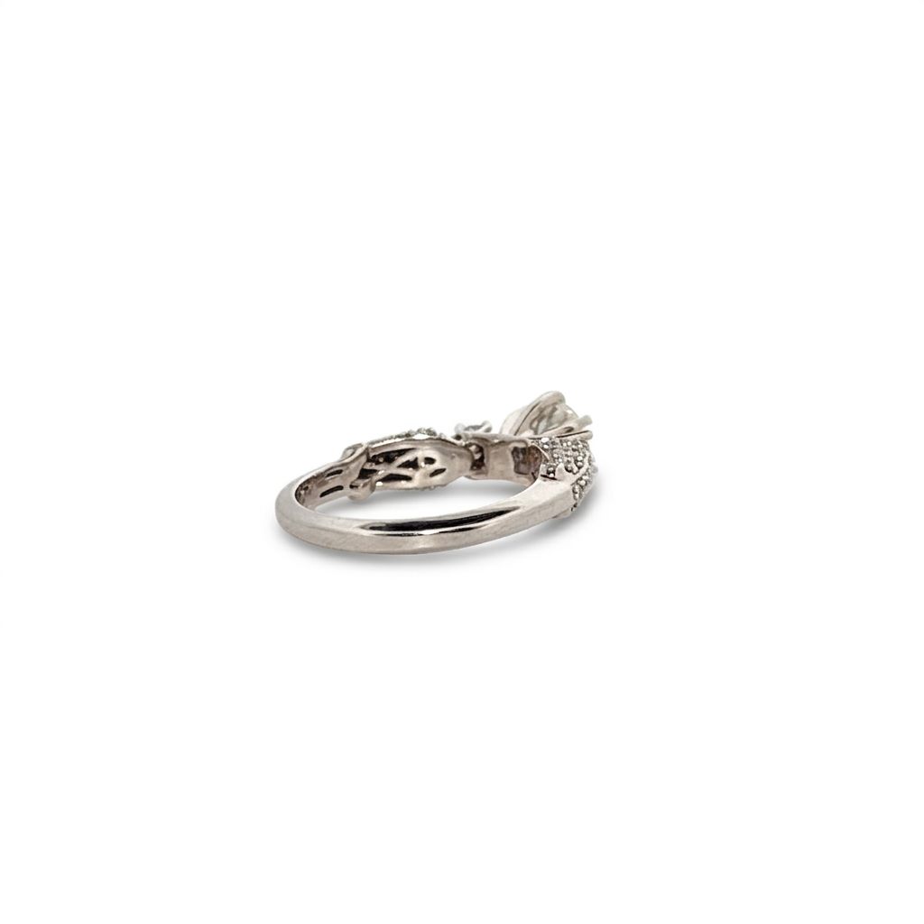 0.88ct Natural Diamonds with 0.54ct E/VVS2 Round Brilliant Cut Center, Women Rings, 18K White Gold