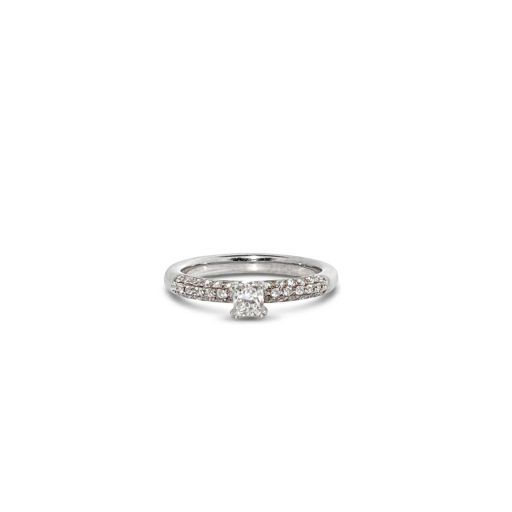 Women Solitaire Ring, Natural Diamonds 0.50 CT TW, H/SI1 14K White Gold