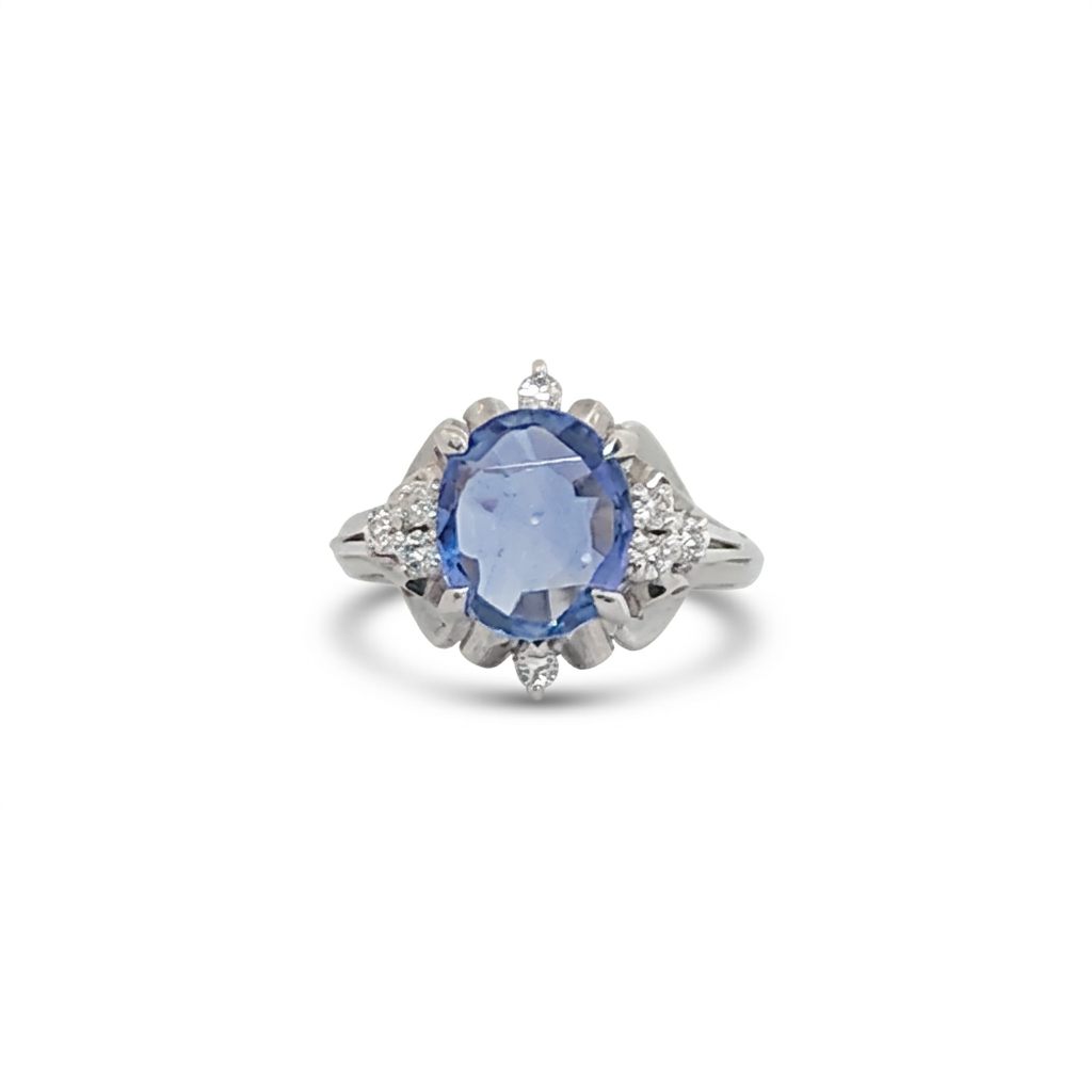 Natural No Heat Notable Sapphire 1.856ct with 0.17ctw Diamonds Ring, GIA (2231369255) Certified  Platinum 900