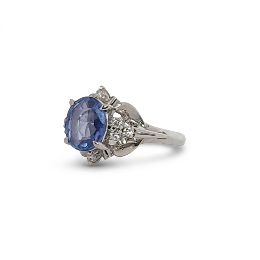 Natural No Heat Notable Sapphire 1.856ct with 0.17ctw Diamonds Ring, GIA (2231369255) Certified  Platinum 900