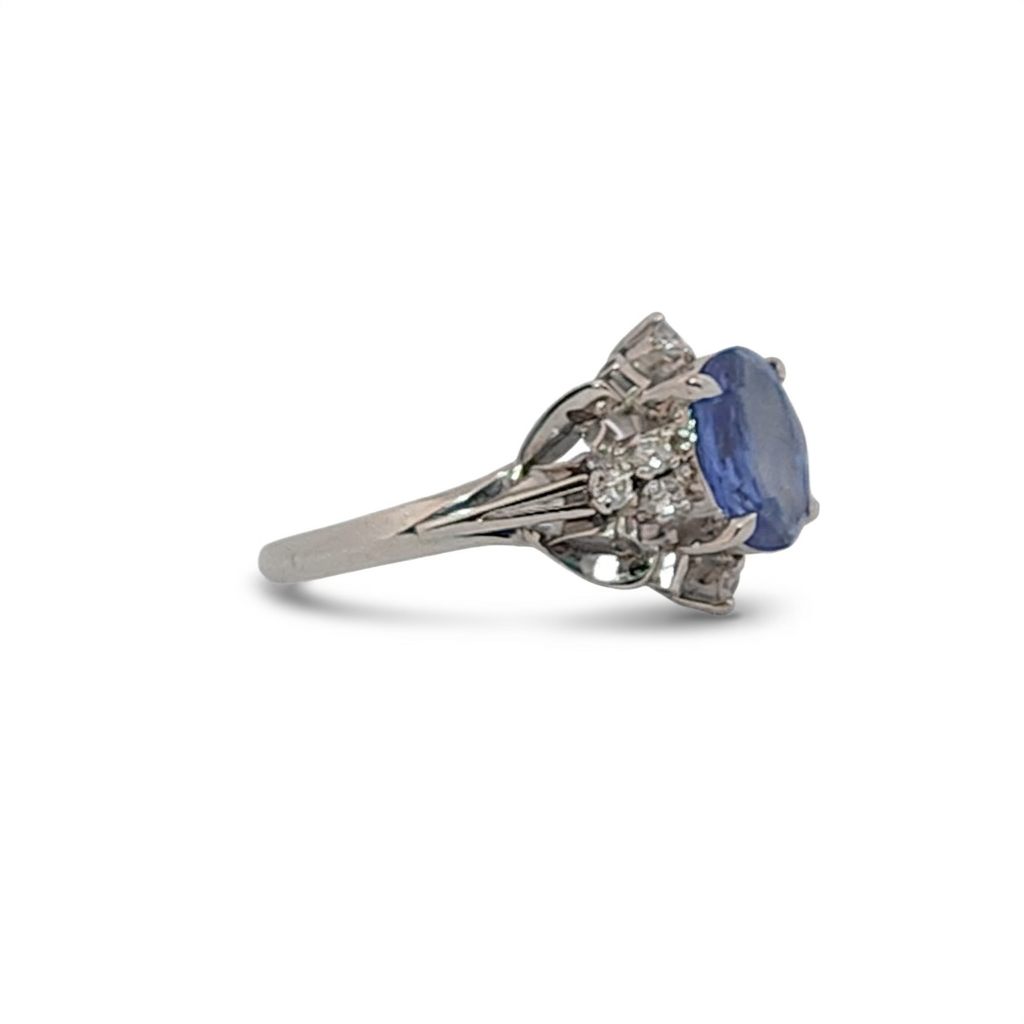 Natural No Heat Notable Sapphire 1.856ct with 0.17ctw Diamonds Ring, GIA (2231369255) Certified  Platinum 900
