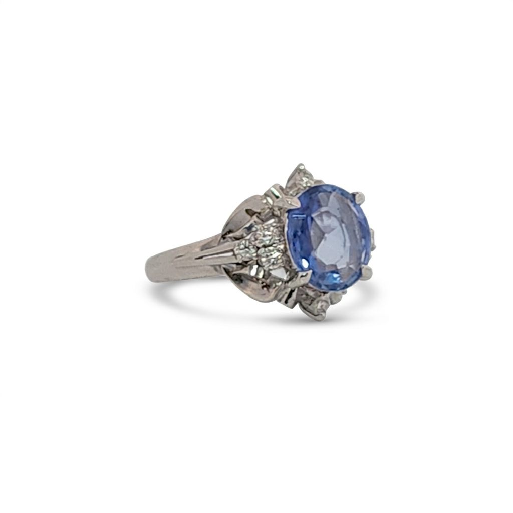 Natural No Heat Notable Sapphire 1.856ct with 0.17ctw Diamonds Ring, GIA (2231369255) Certified  Platinum 900