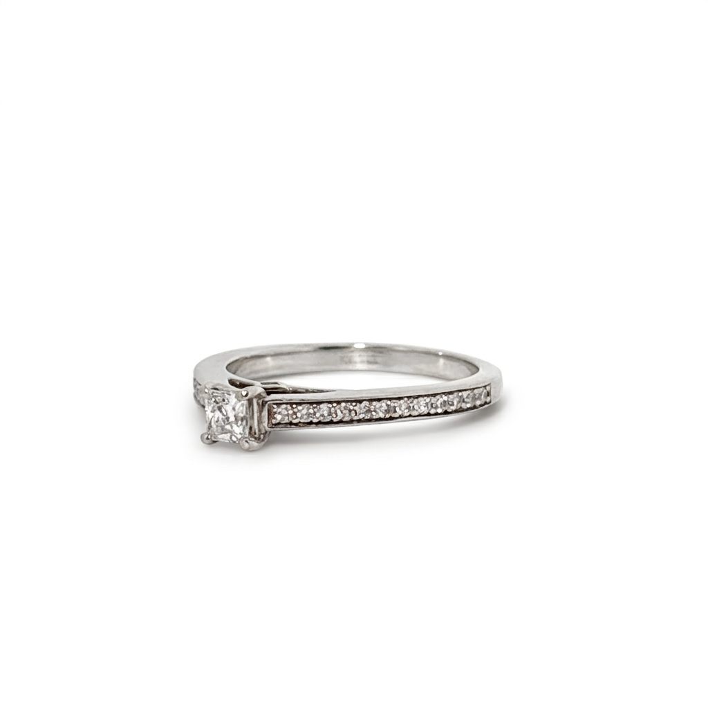Natural Diamonds 0.75CTW, Center 0.33Ct, 24 on Side & 2 Under Prong, Accented Ring, Platinum-950