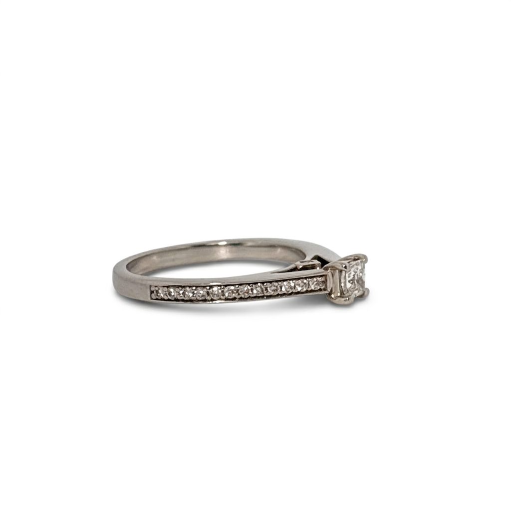 Natural Diamonds 0.75CTW, Center 0.33Ct, 24 on Side & 2 Under Prong, Accented Ring, Platinum-950