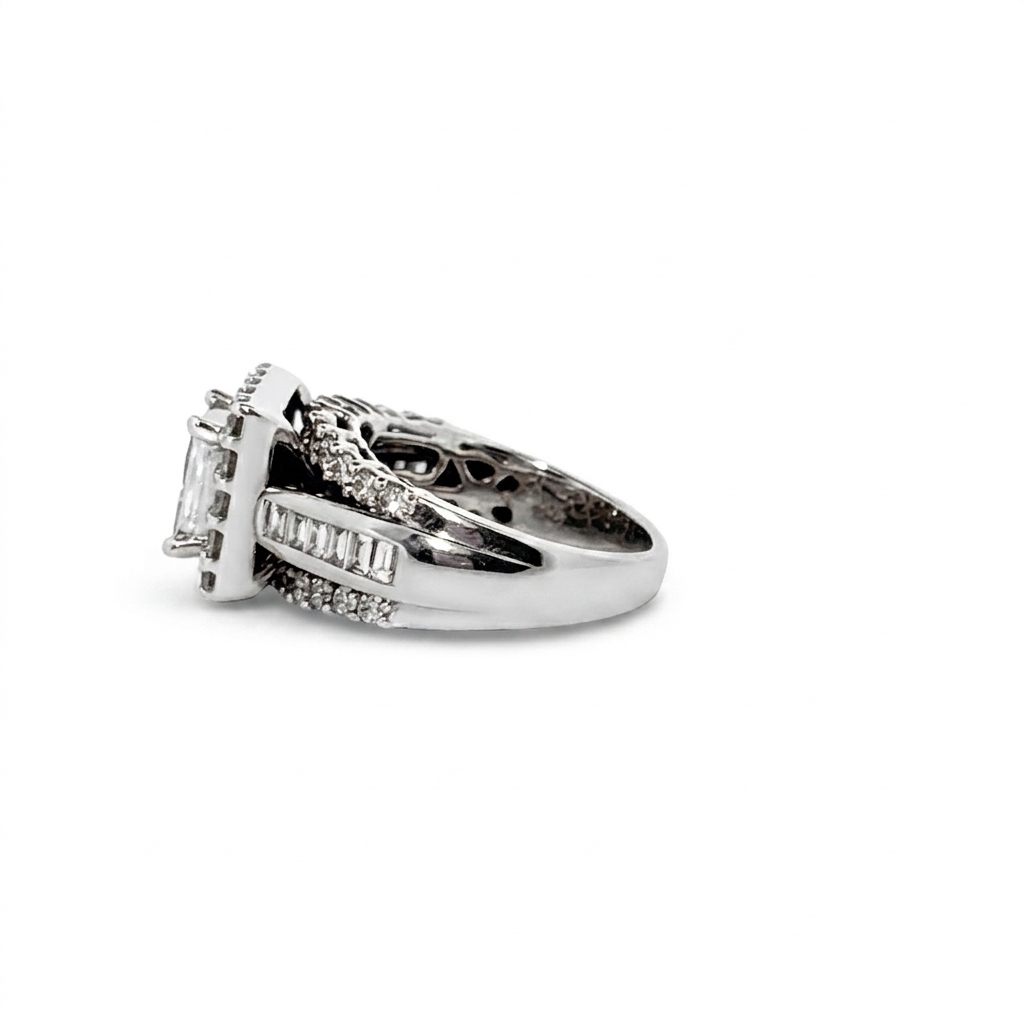 14K White Gold with Natural Diamonds 2.15CTW, Center 1.0 CTW, G/H SI1/I1