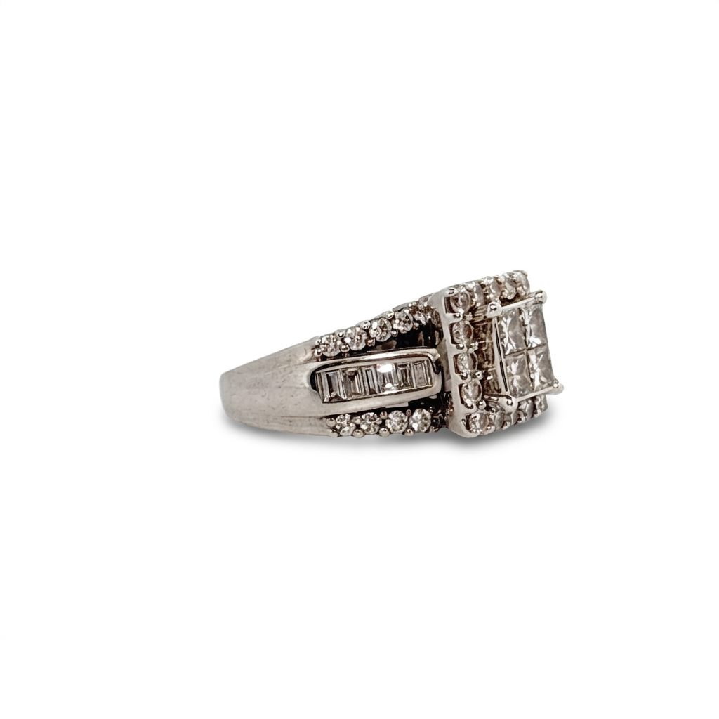 14K White Gold with Natural Diamonds 2.15CTW, Center 1.0 CTW, G/H SI1/I1